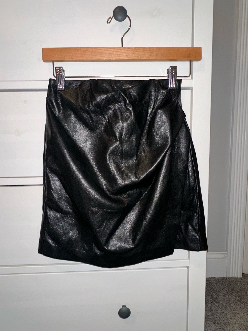 Wilfred Black Faux Leather Mini Skirt